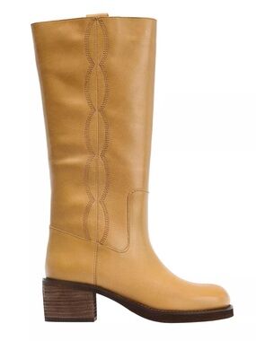 Zara 100% leather topstitch boots